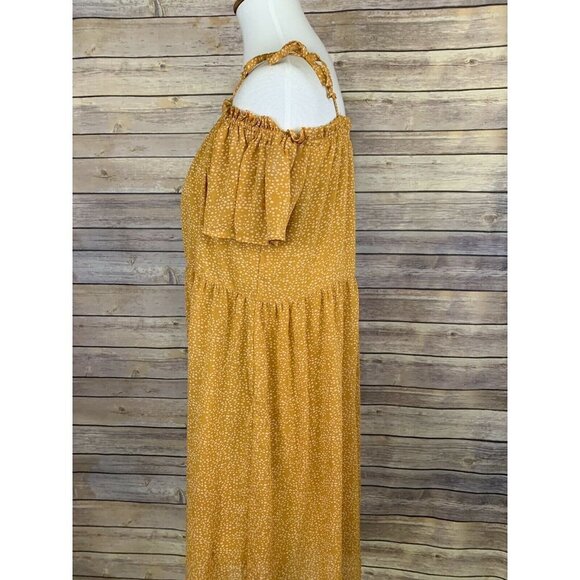 Xhilaration Womens Large Banydoll Dress Cold Shoulder Lined Polka Dot Boho - Picture 4 of 9